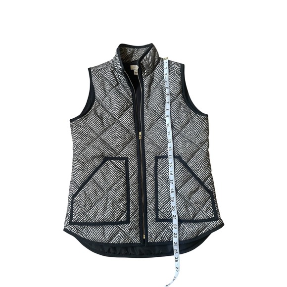 J Crew Herringbone Quilted Puffer Vest Womens XXS Sleeveless Black Beige - Picture 6 of 6
